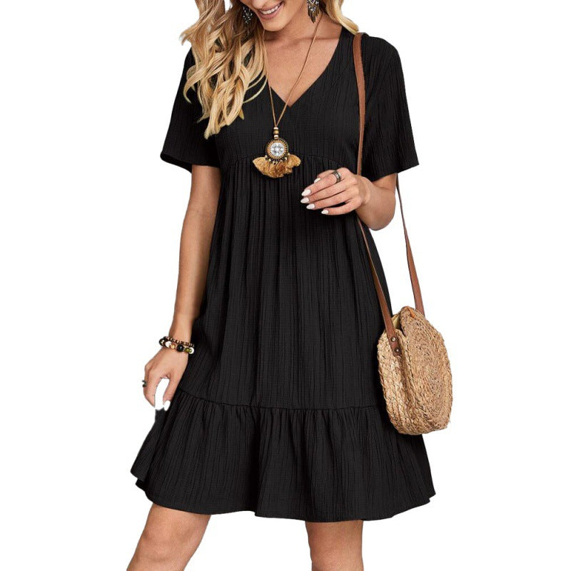 Women'S Clothing Skirt Loose Casual Short-SleevedDress